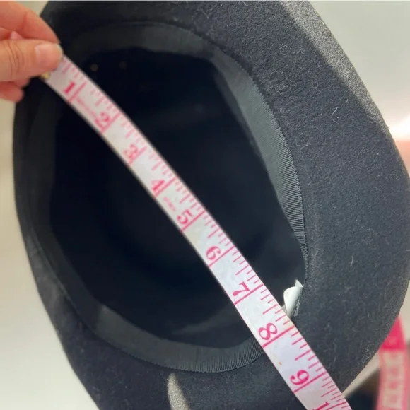 80s Vintage Black Wool Felt Fedora Multi-Colour Rhinestone Wide Brim - Picture 6 of 6